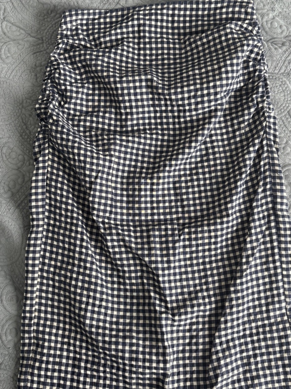 ZARA SKIRT HIGH WAISTED MIDI SIDE RUCHING - BACK SLIT SIZE M